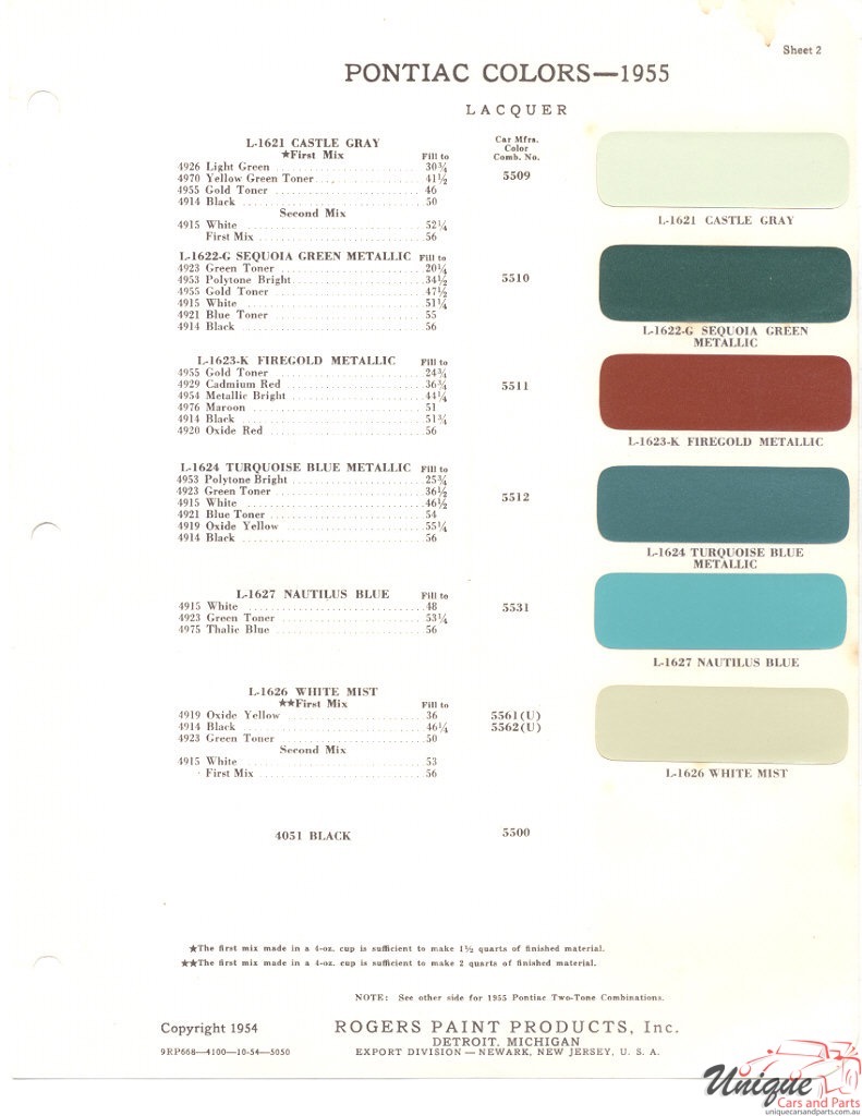 1955 Pontiac Paint Charts Rogers 2